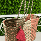 Upcycled Handwoven MD Basket Tote - Rose Upcycled Handwoven MD Basket Tote - Rose