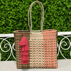 Upcycled Handwoven MD Basket Tote - Rose Upcycled Handwoven MD Basket Tote - Rose