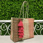 Upcycled Handwoven MD Basket Tote - Rose Upcycled Handwoven MD Basket Tote - Rose