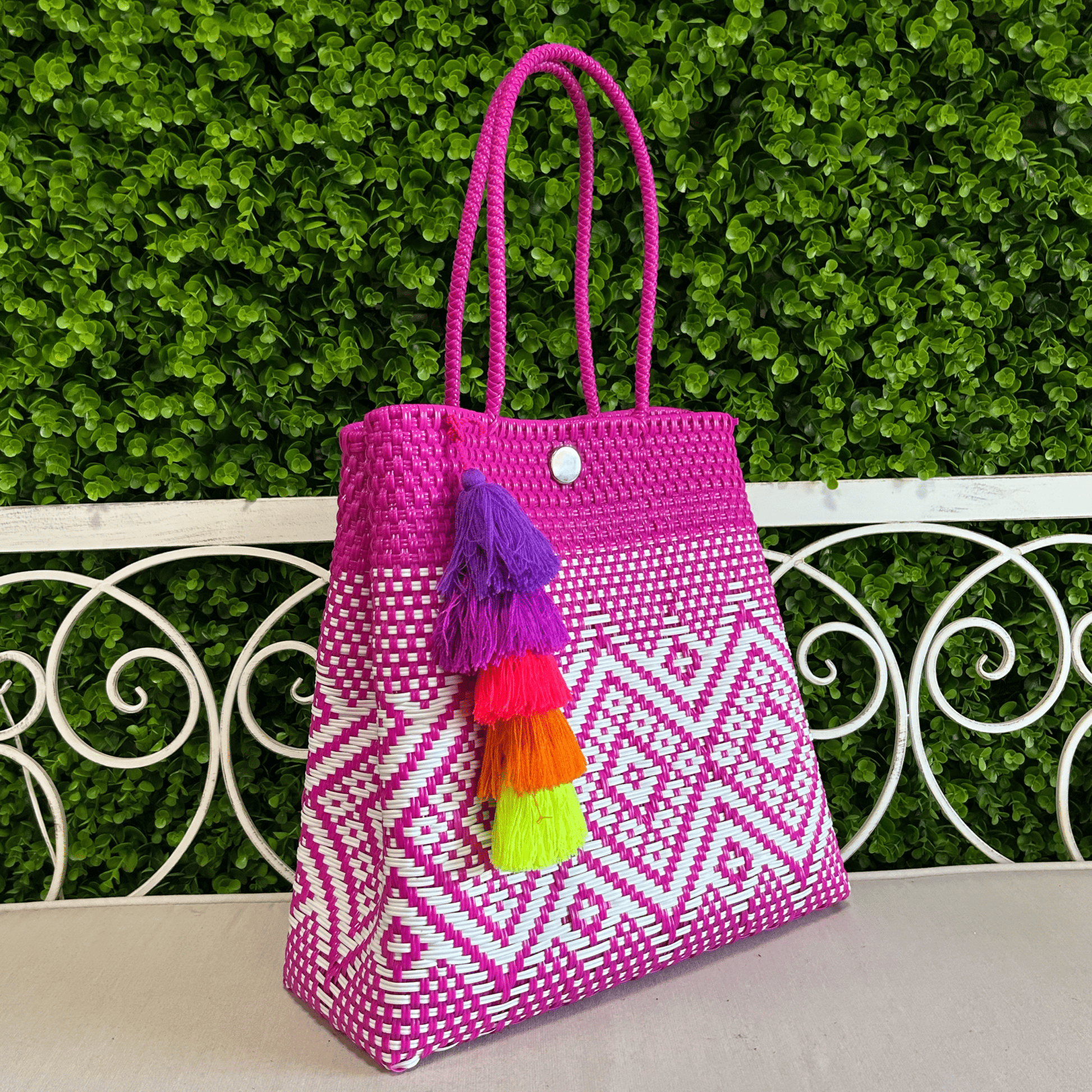 Upcycled Handwoven MD Convertible Tote - Cotton Candy Upcycled Handwoven MD Convertible Tote - Cotton Candy