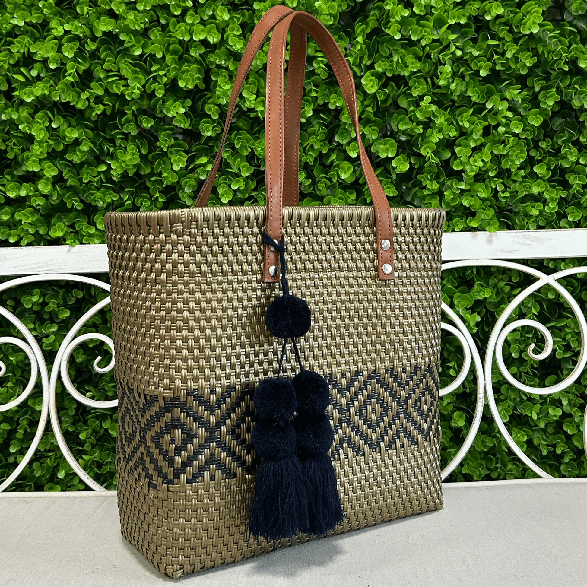 Upcycled Handwoven MD Tejana Tote - Gold Upcycled Handwoven MD Tejana Tote - Gold