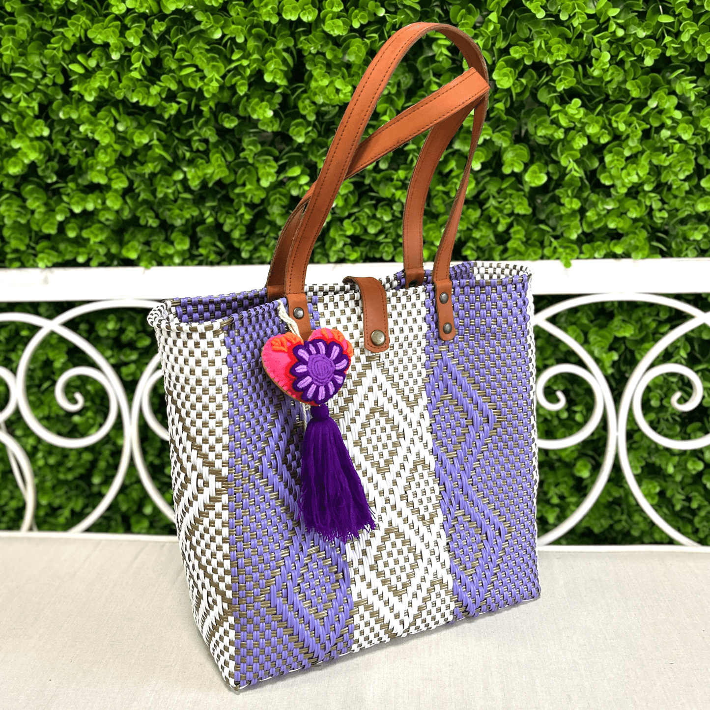 Upcycled Handwoven MD Tejana Tote - Purple Rain Upcycled Handwoven MD Tejana Tote - Purple Rain