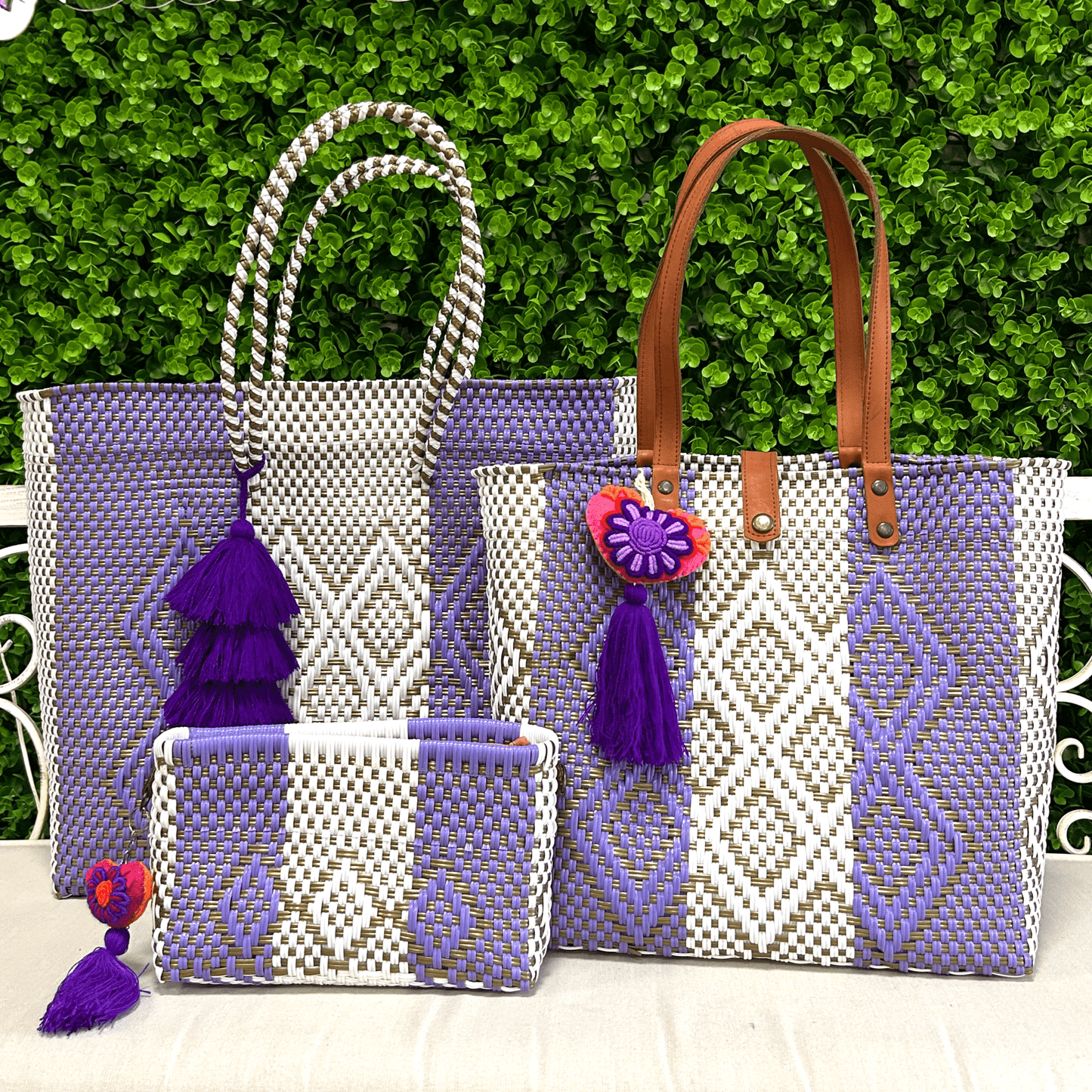 Upcycled Handwoven MD Tejana Tote - Purple Rain Upcycled Handwoven MD Tejana Tote - Purple Rain