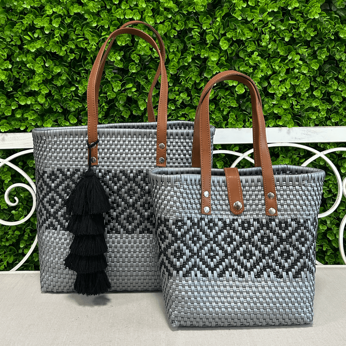 Upcycled Handwoven MD Tejana Tote - Silver Upcycled Handwoven MD Tejana Tote - Silver