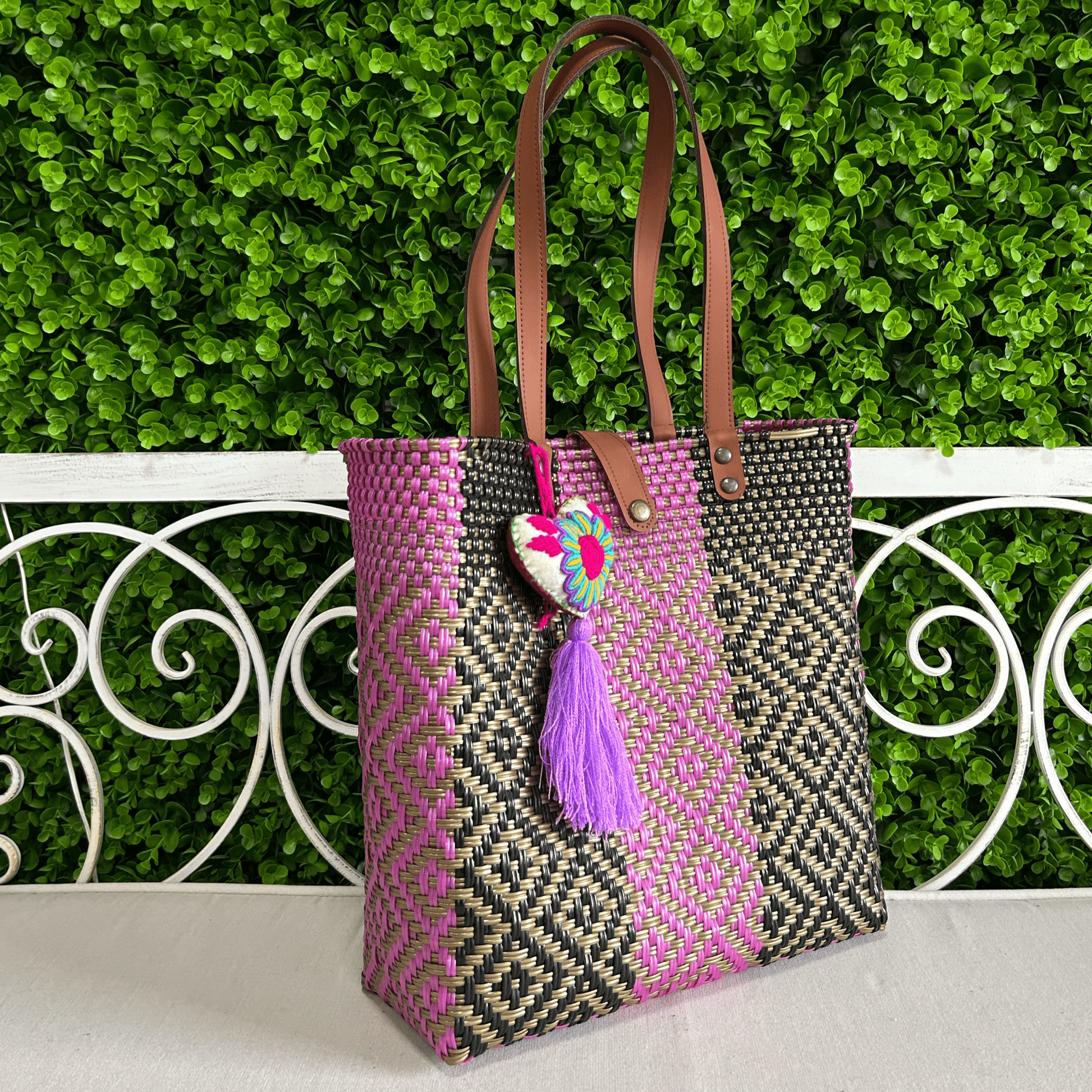 Upcycled Handwoven MD Tejana Tote - Violeta Upcycled Handwoven MD Tejana Tote - Violeta