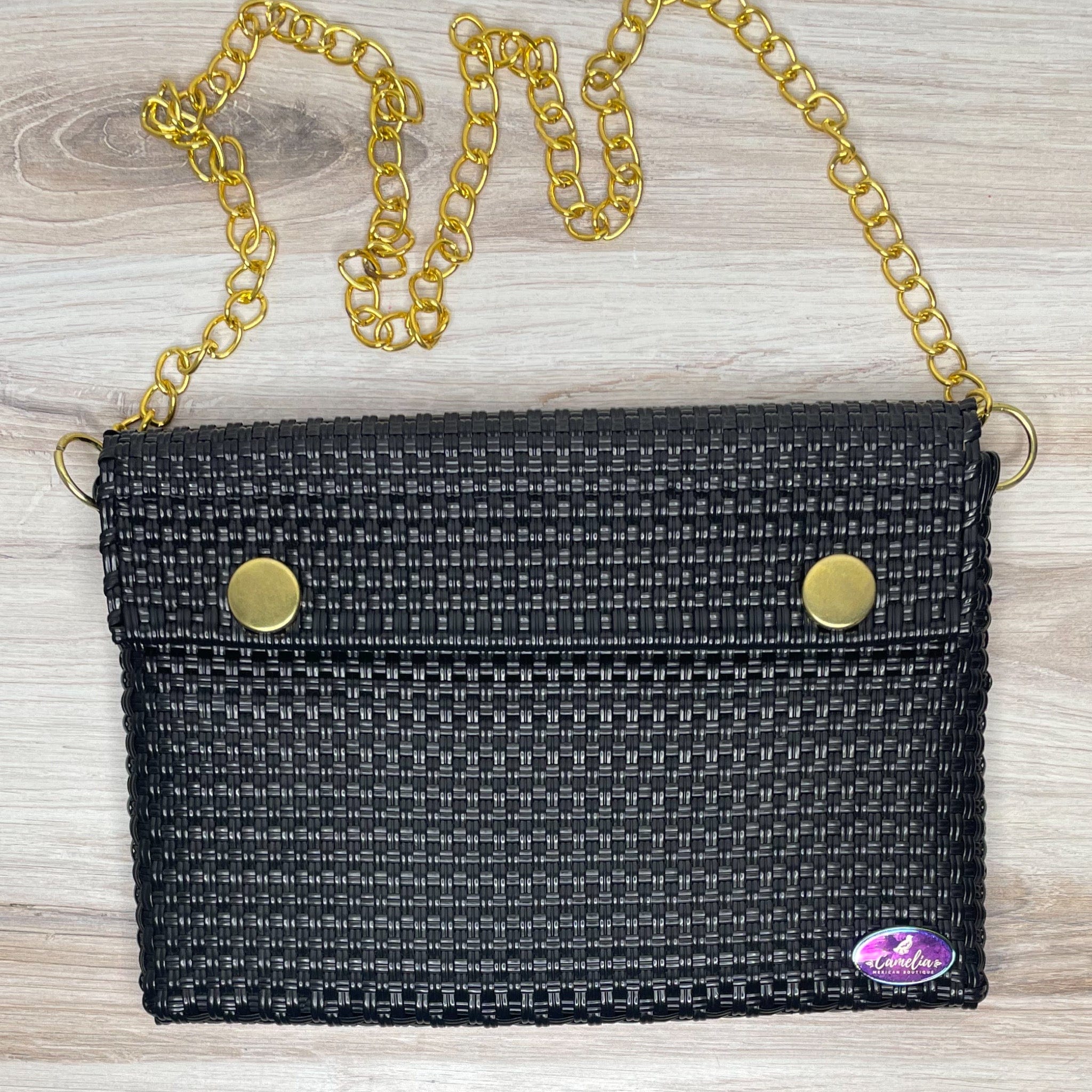 Upcycled Handwoven Shoulder Bag LG - Black