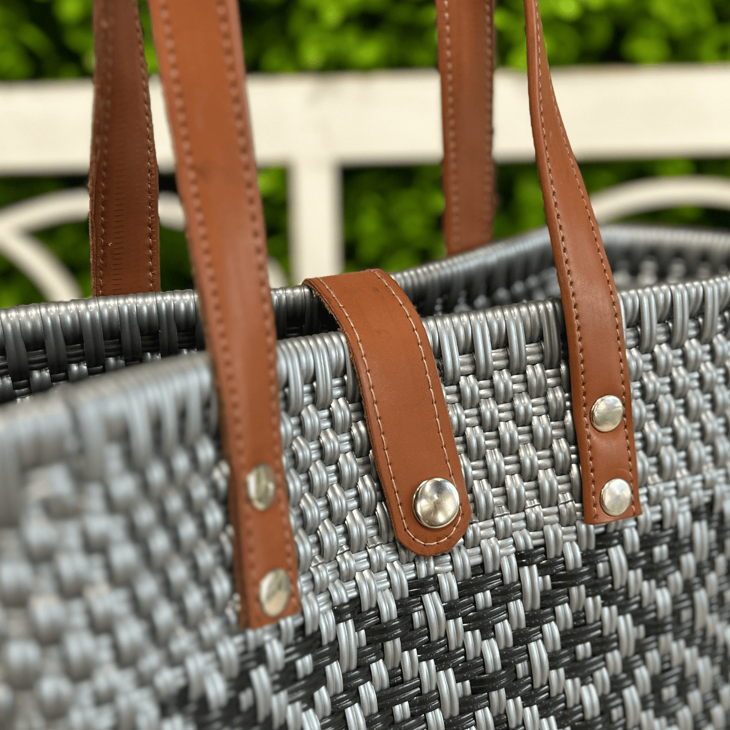 Upcycled Handwoven SM Tejana Handbag - Silver Upcycled Handwoven SM Tejana Handbag - Silver