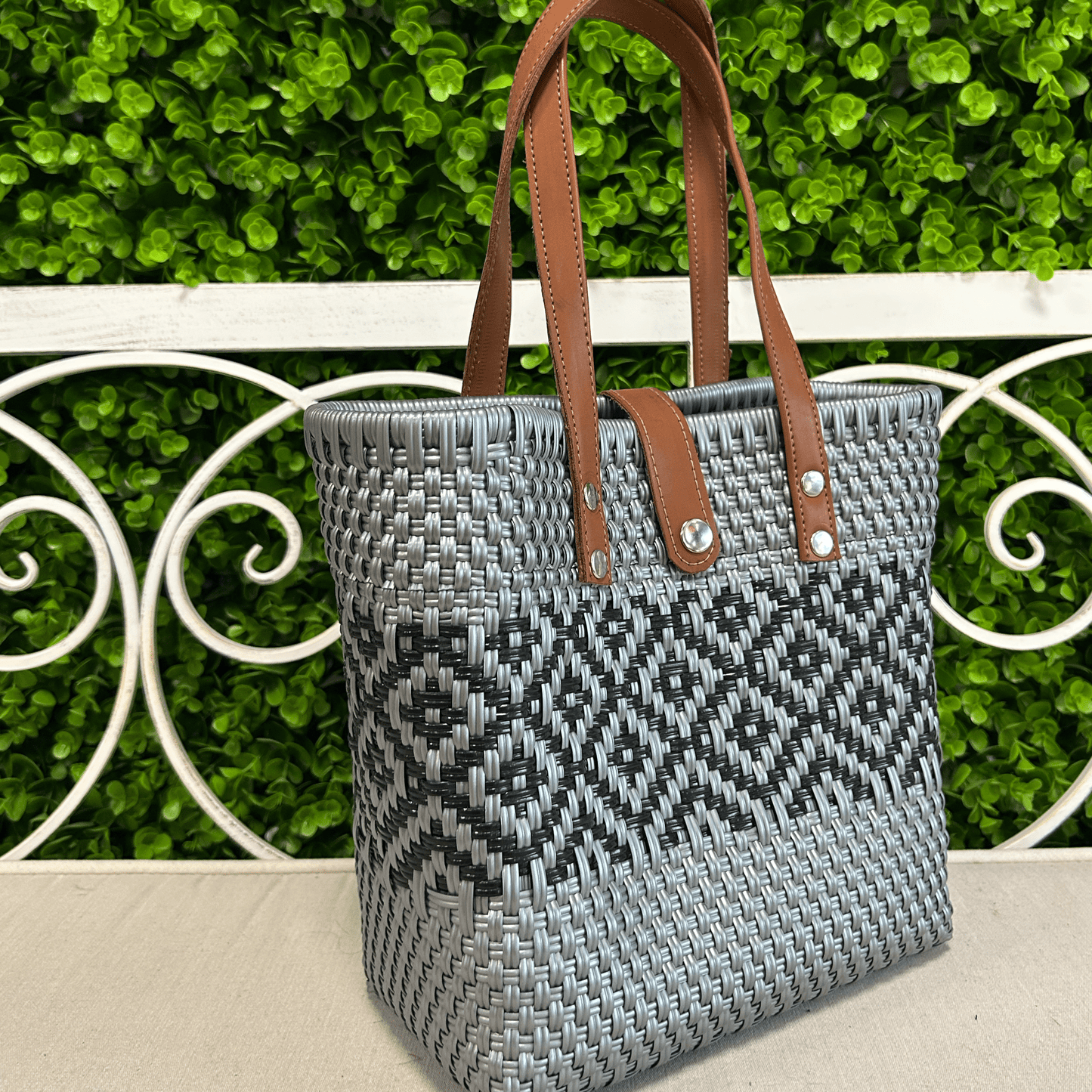 Upcycled Handwoven SM Tejana Handbag - Silver Upcycled Handwoven SM Tejana Handbag - Silver