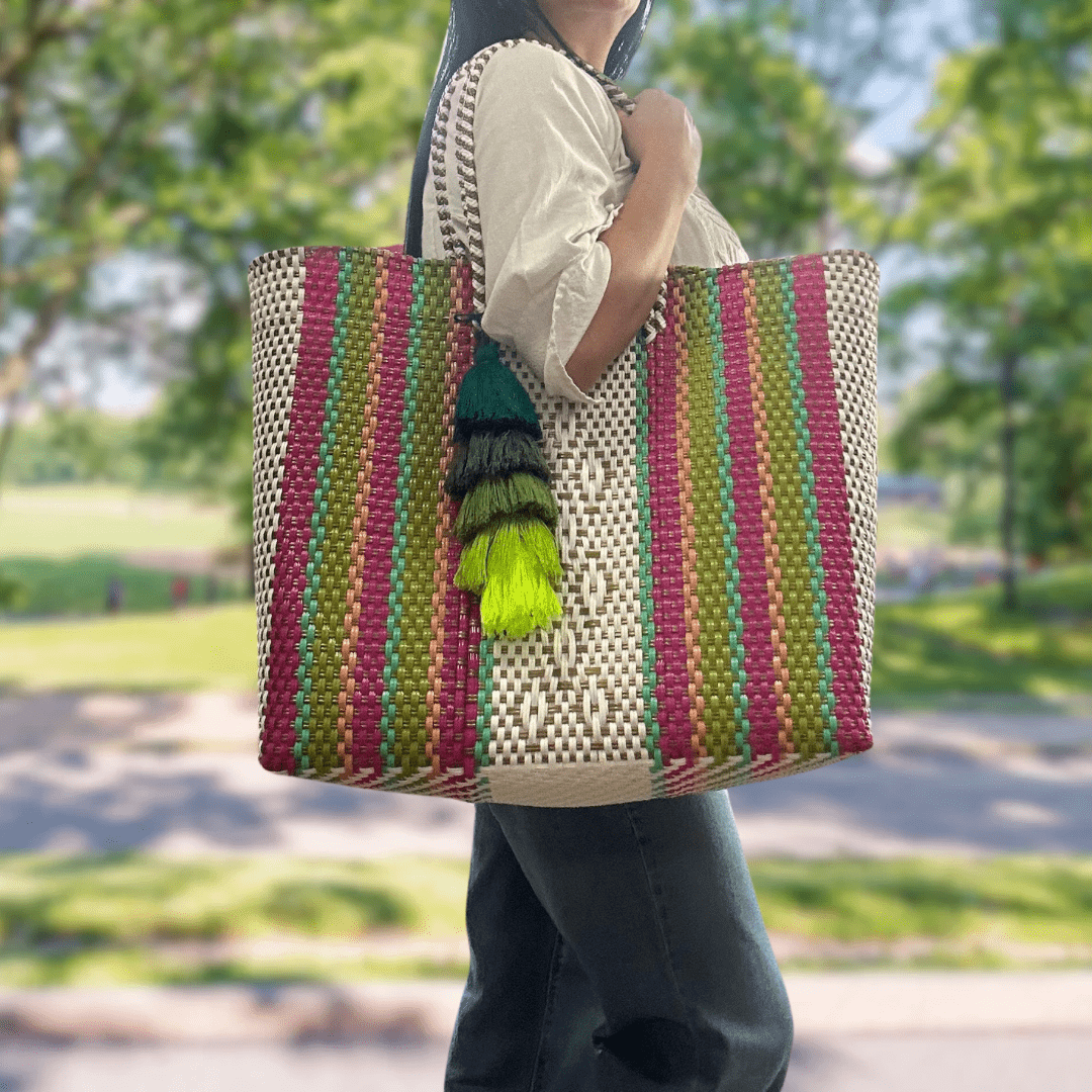 Upcycled Handwoven XL Tote - Blue Jay Upcycled Handwoven XL Tote - Blue Jay