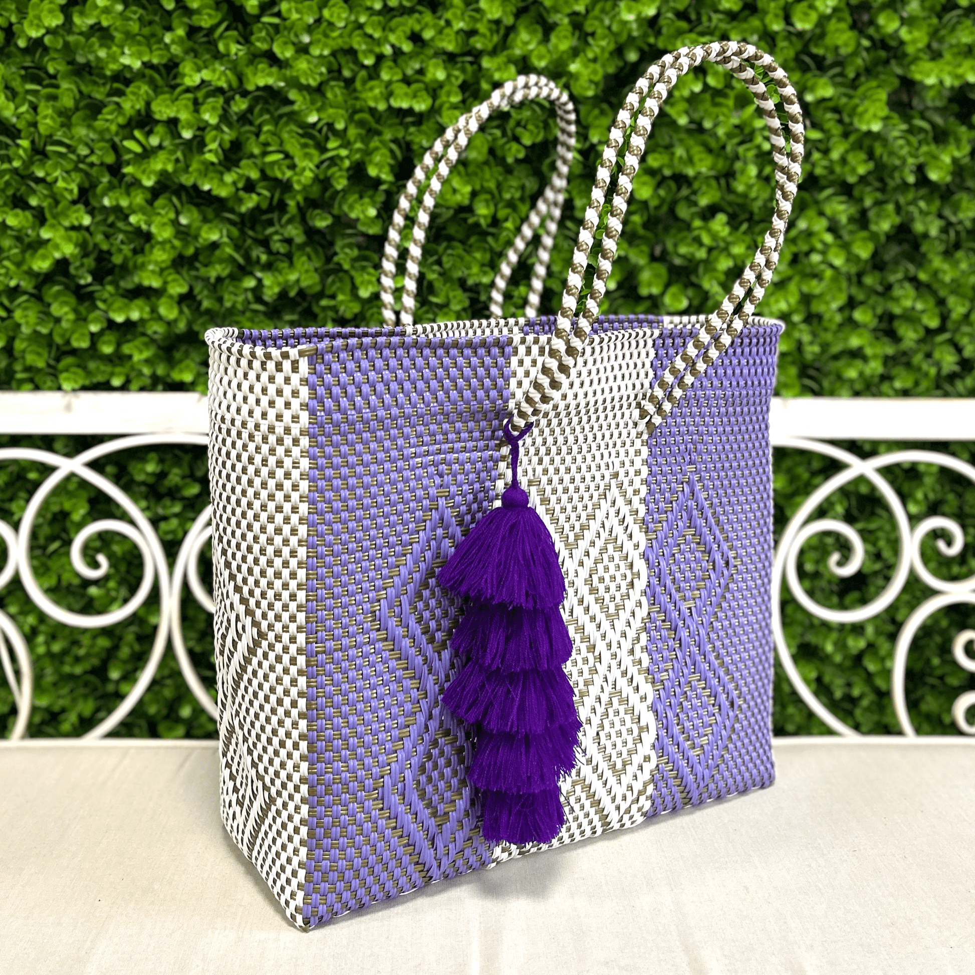 Upcycled Handwoven XL Tote - Purple Rain Upcycled Handwoven XL Tote - Purple Rain