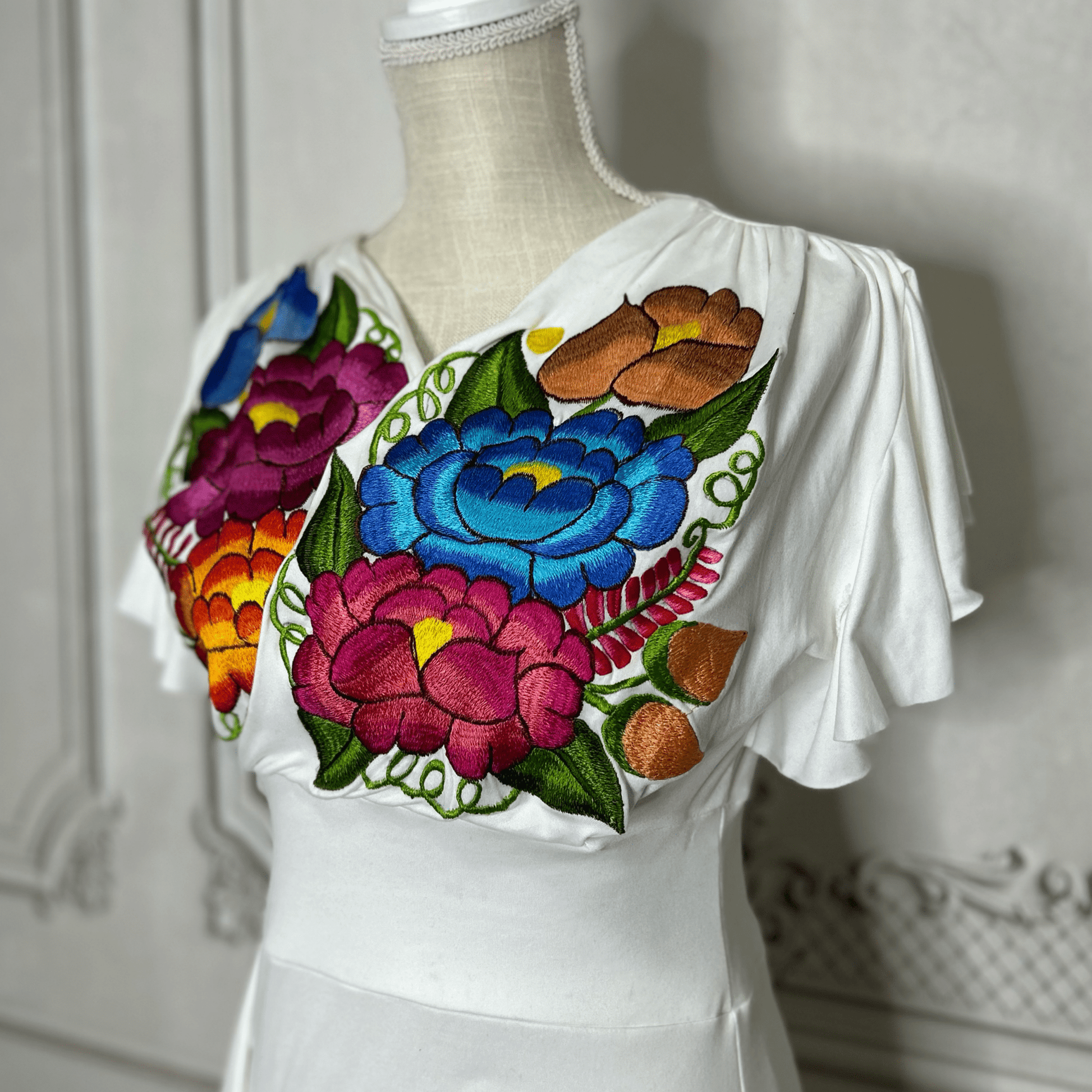 V-Neck Mexican Maxi Dress - Zinia