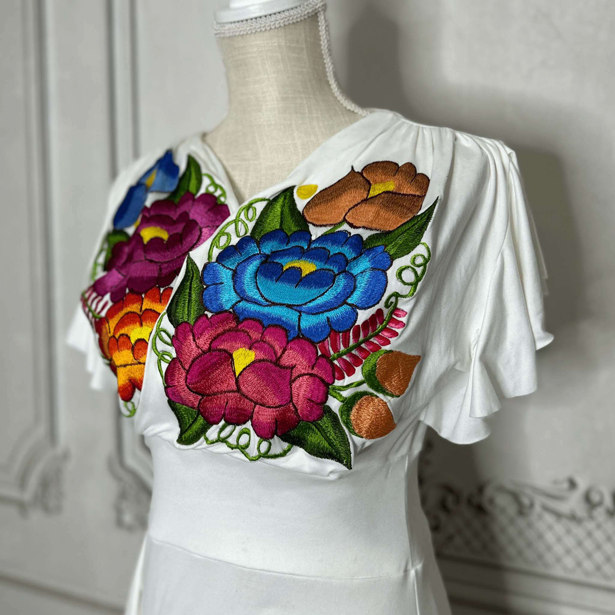 V-Neck Mexican Maxi Dress - Zinia