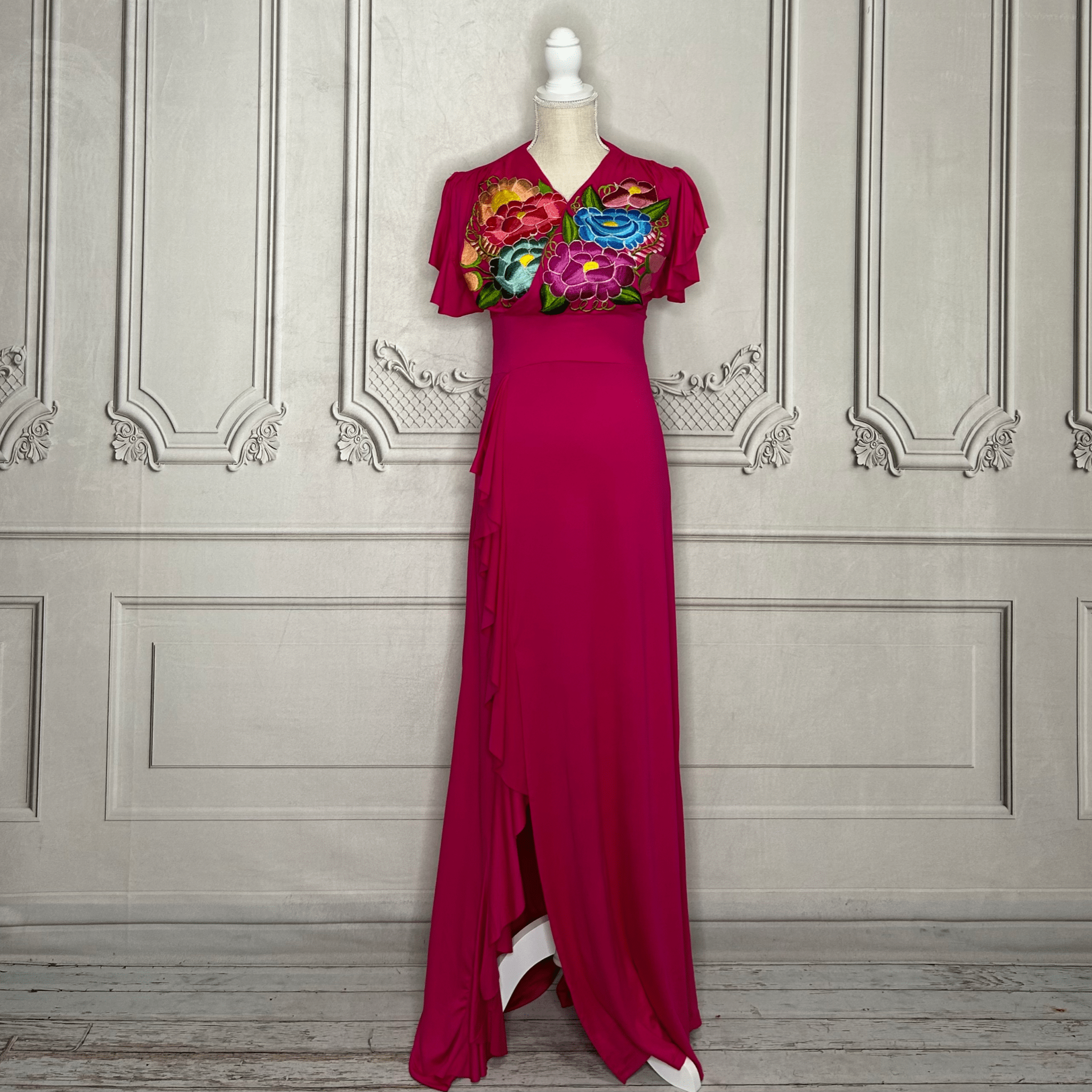 V-Neck Mexican Maxi Dress - Zinia