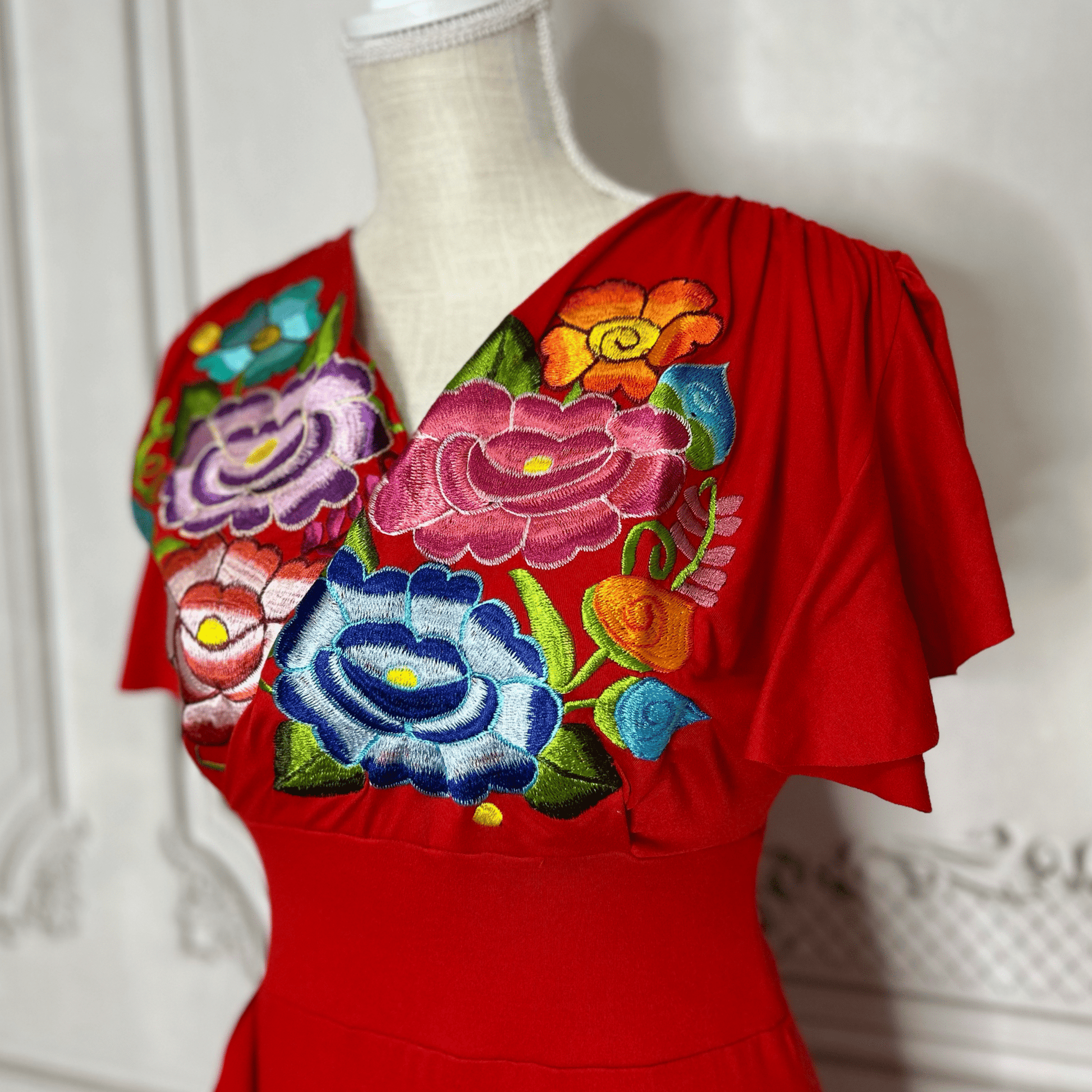 V-Neck Mexican Maxi Dress - Zinia