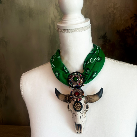 Western Skull Bandana Necklace Western Skull Bandana Necklace