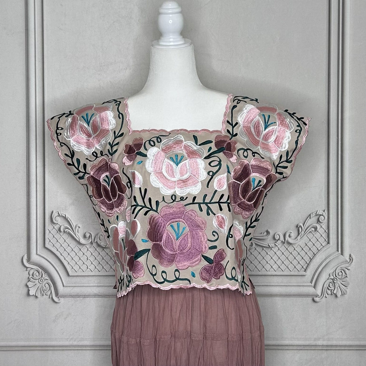 Yucatan Floral Crop Top - Rose Gold Yucatan Floral Crop Top - Rose Gold
