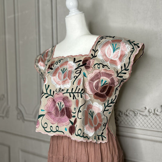 Yucatan Floral Crop Top - Rose Gold Yucatan Floral Crop Top - Rose Gold