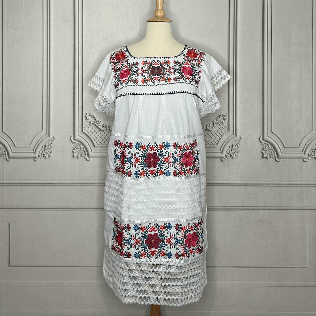 Yucatan Midi Lace Mexican Dress - Daisy