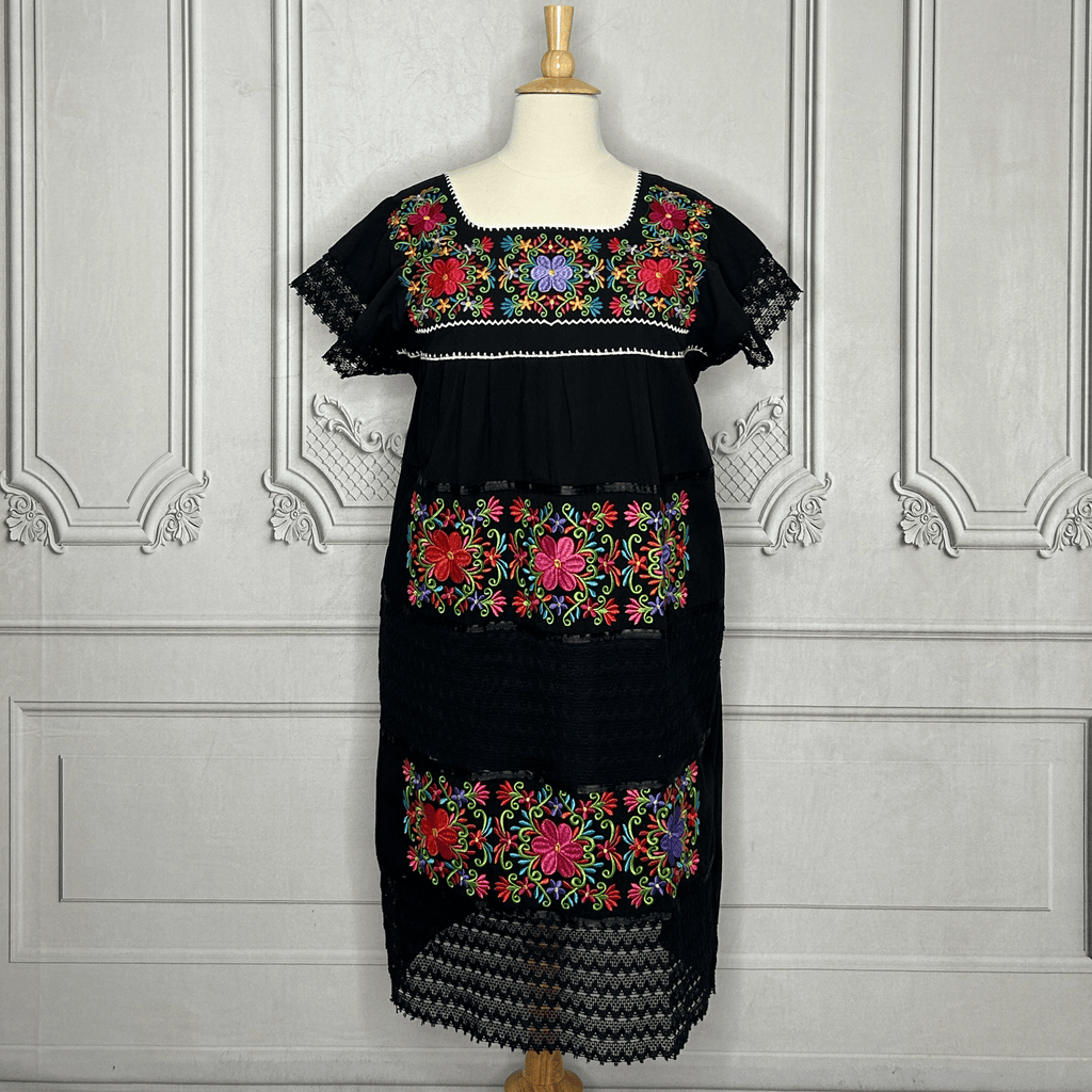 Yucatan Midi Lace Mexican Dress - Daisy