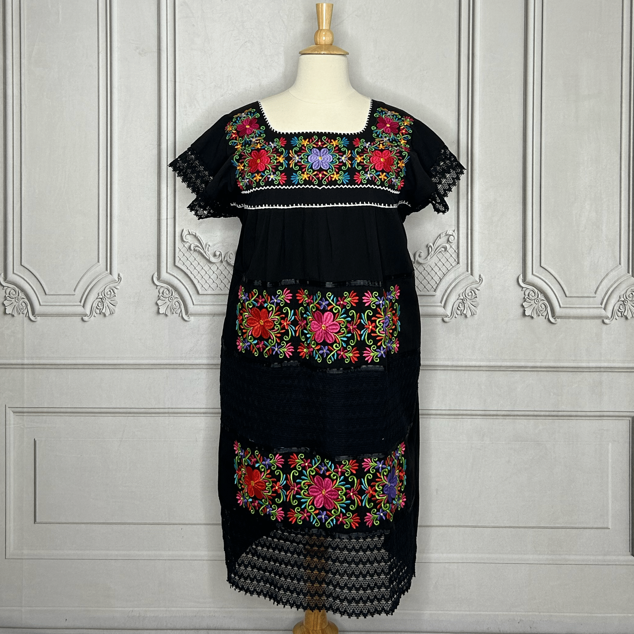 Yucatan Midi Lace Mexican Dress - Daisy