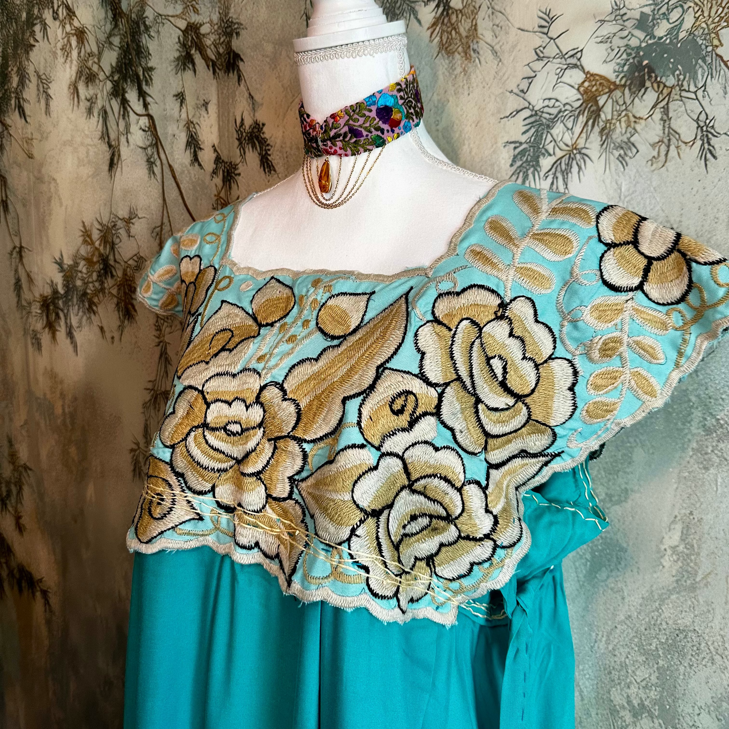 Zinacantan Embroidered Long Rayon Dress Zinacantan Embroidered Long Rayon Dress