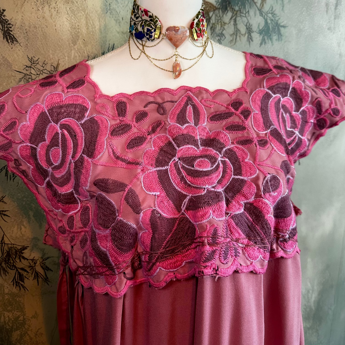 Zinacantan Embroidered Long Rayon Dress Zinacantan Embroidered Long Rayon Dress