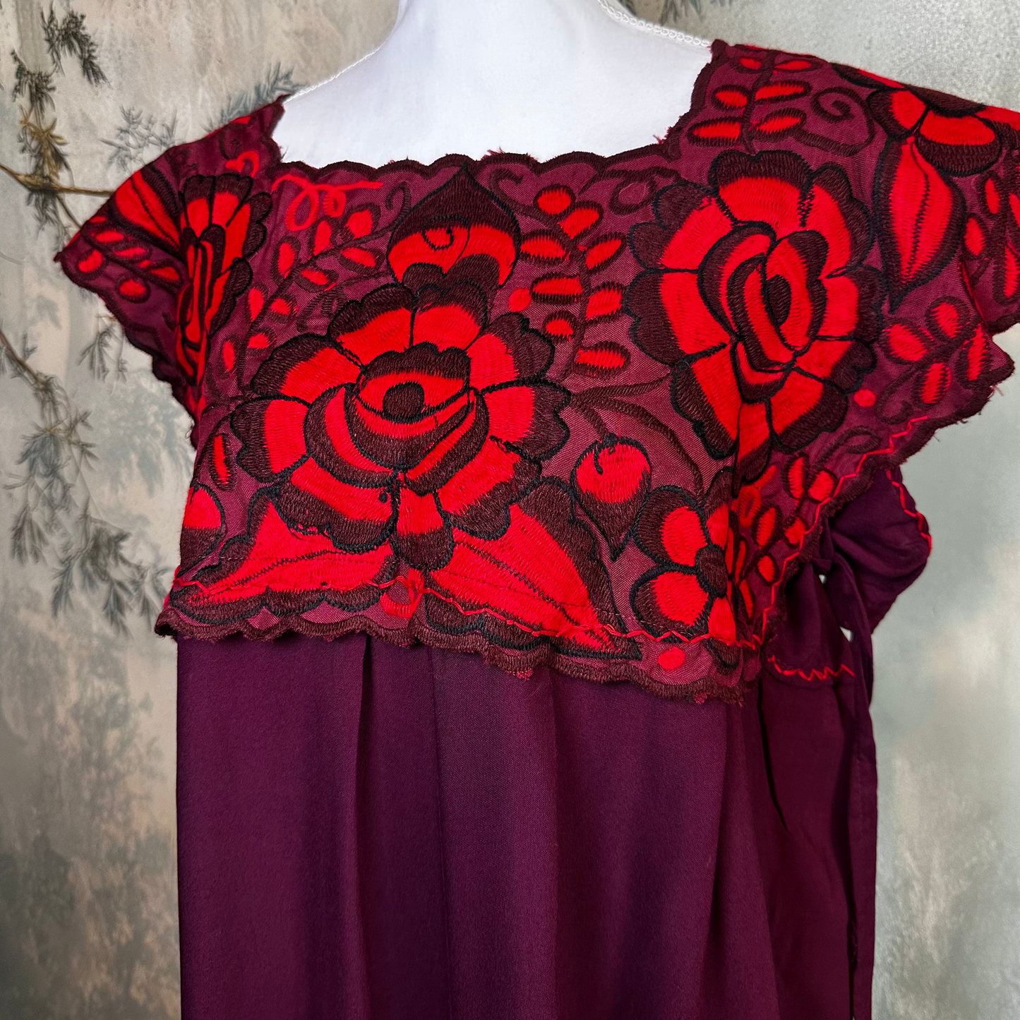 Zinacantan Embroidered Long Rayon Dress Zinacantan Embroidered Long Rayon Dress