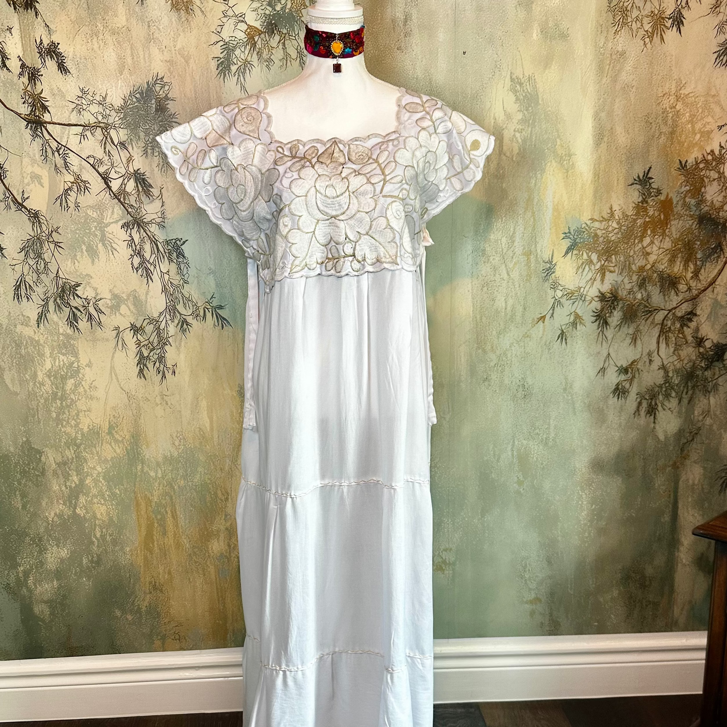 Zinacantan Embroidered Long Rayon Dress Zinacantan Embroidered Long Rayon Dress