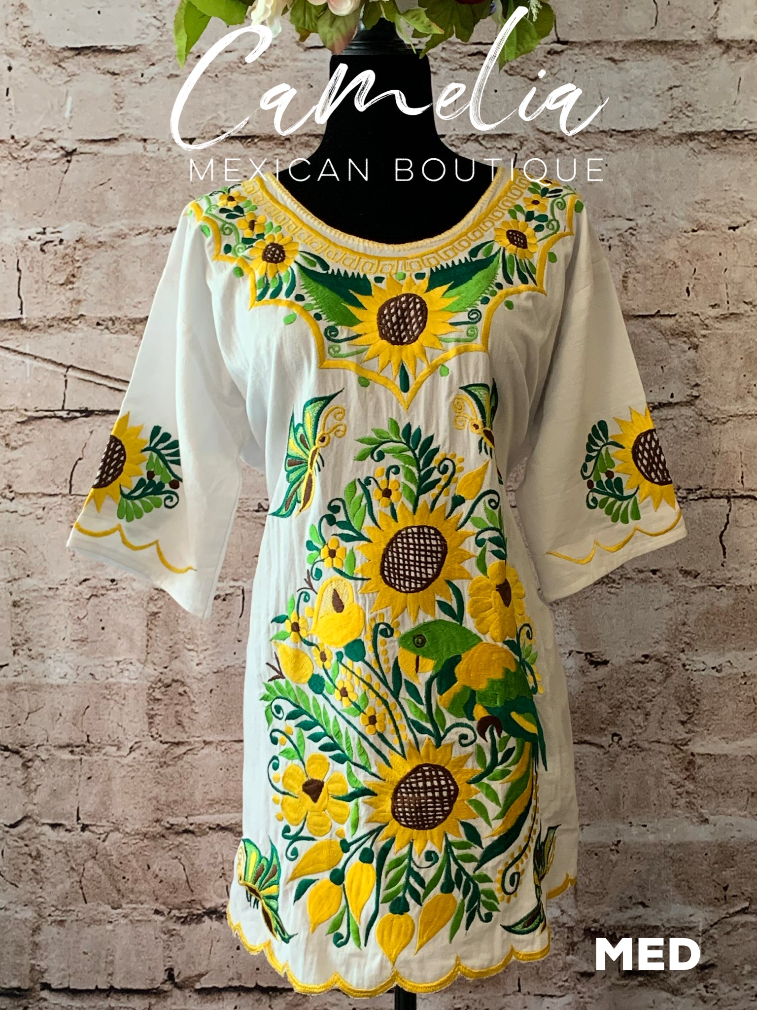 Mexican Mini Dress Sunflower – Camelia Mexican Boutique