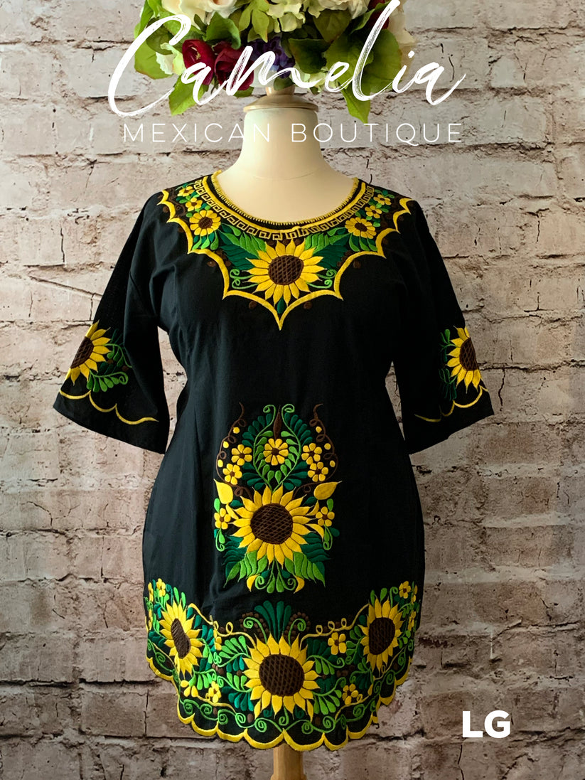 Mexican Mini Dress Sunflower – Camelia Mexican Boutique