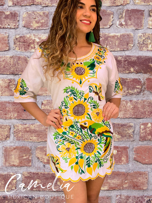 Mexican Mini Dress Sunflower