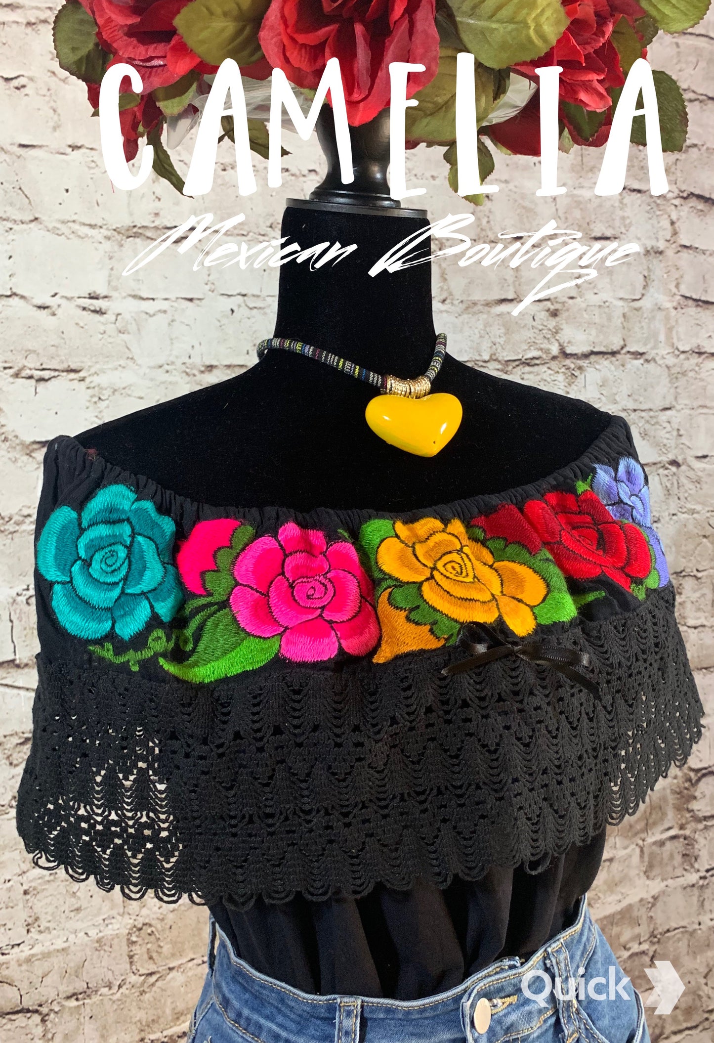 Off Shoulder Mexican Blouse Cotton Embroidery