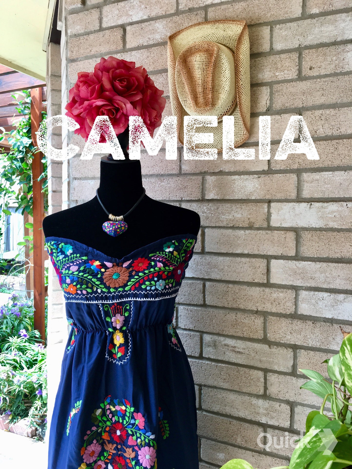 Puebla Mexican Dress Strapless Heart - Midi