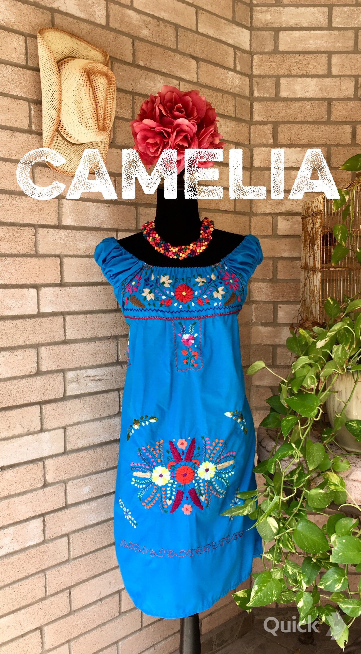 Off Shoulder Elastic Puebla Mexican Dress
