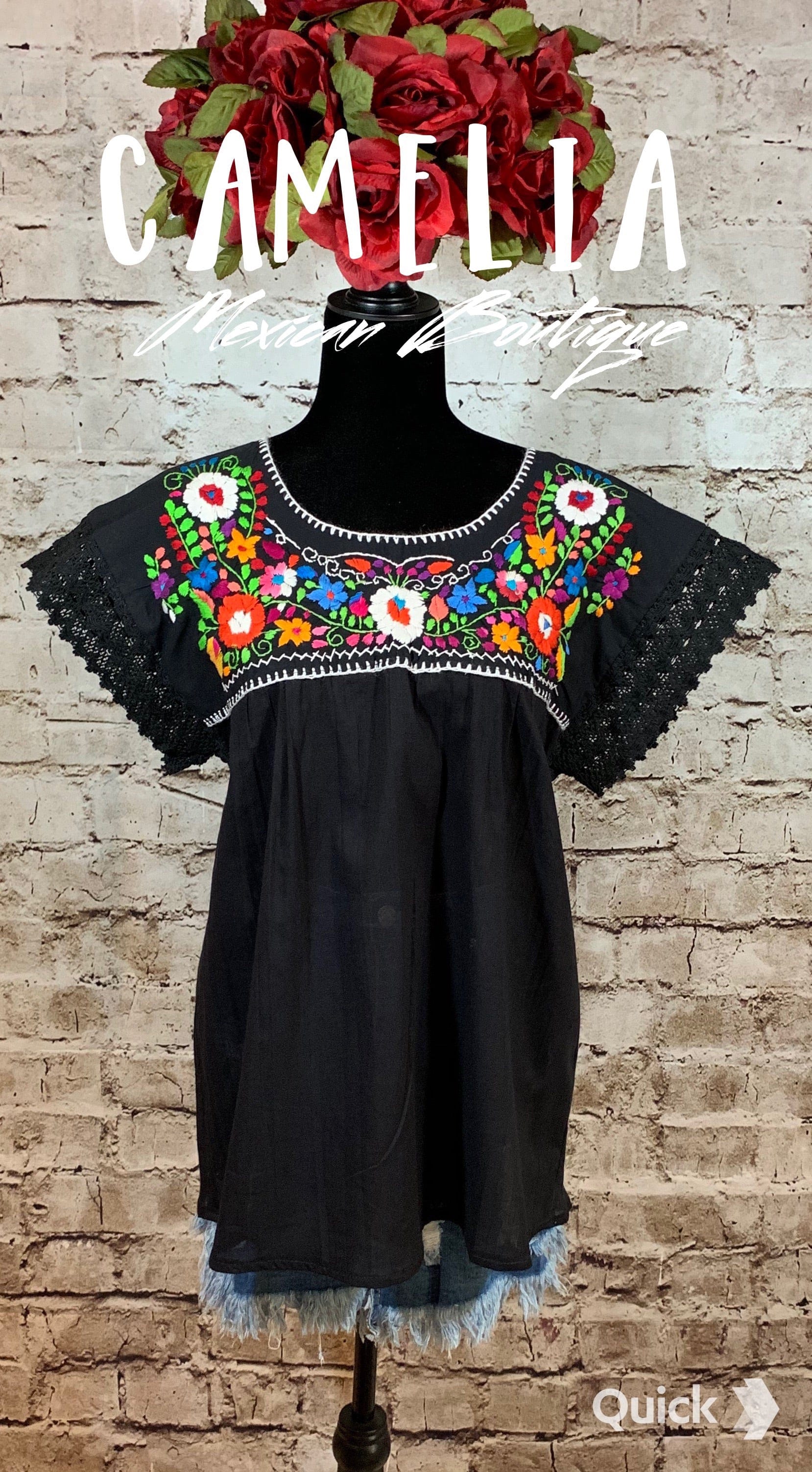 Boho Peasant Mexican Blouse Split Back Lace