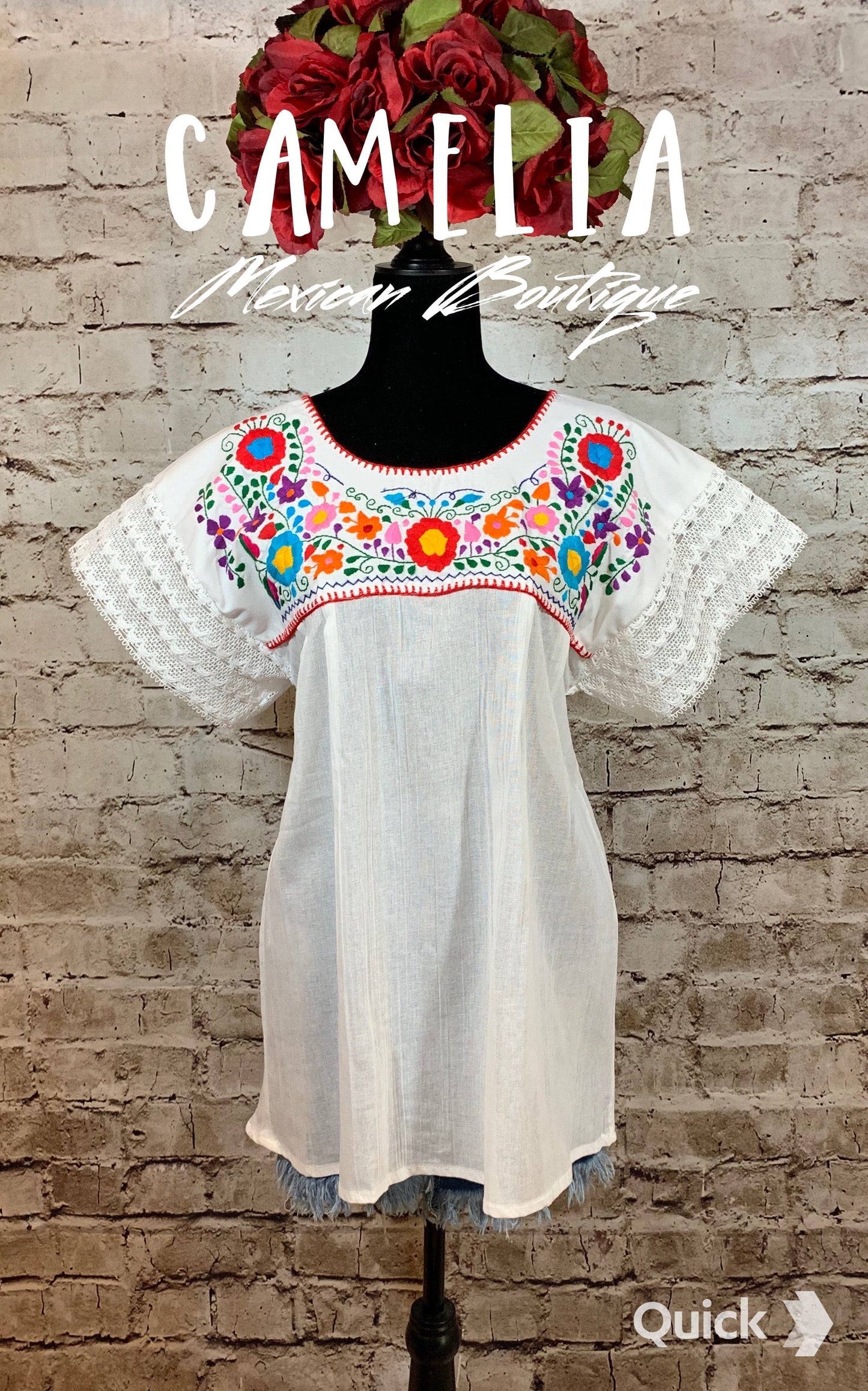 Boho Peasant Mexican Blouse Split Back Lace