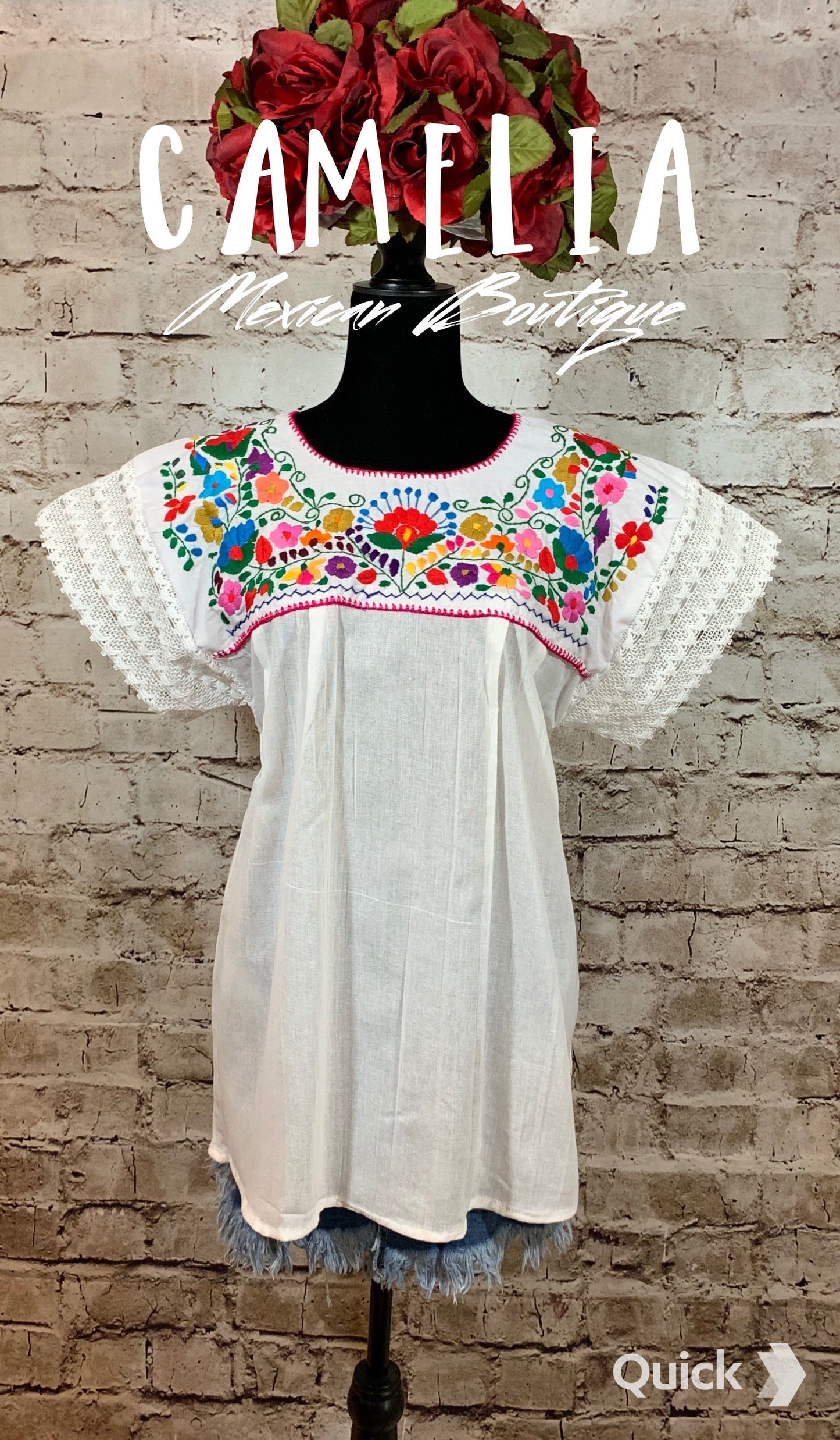 Boho Peasant Mexican Blouse Split Back Lace