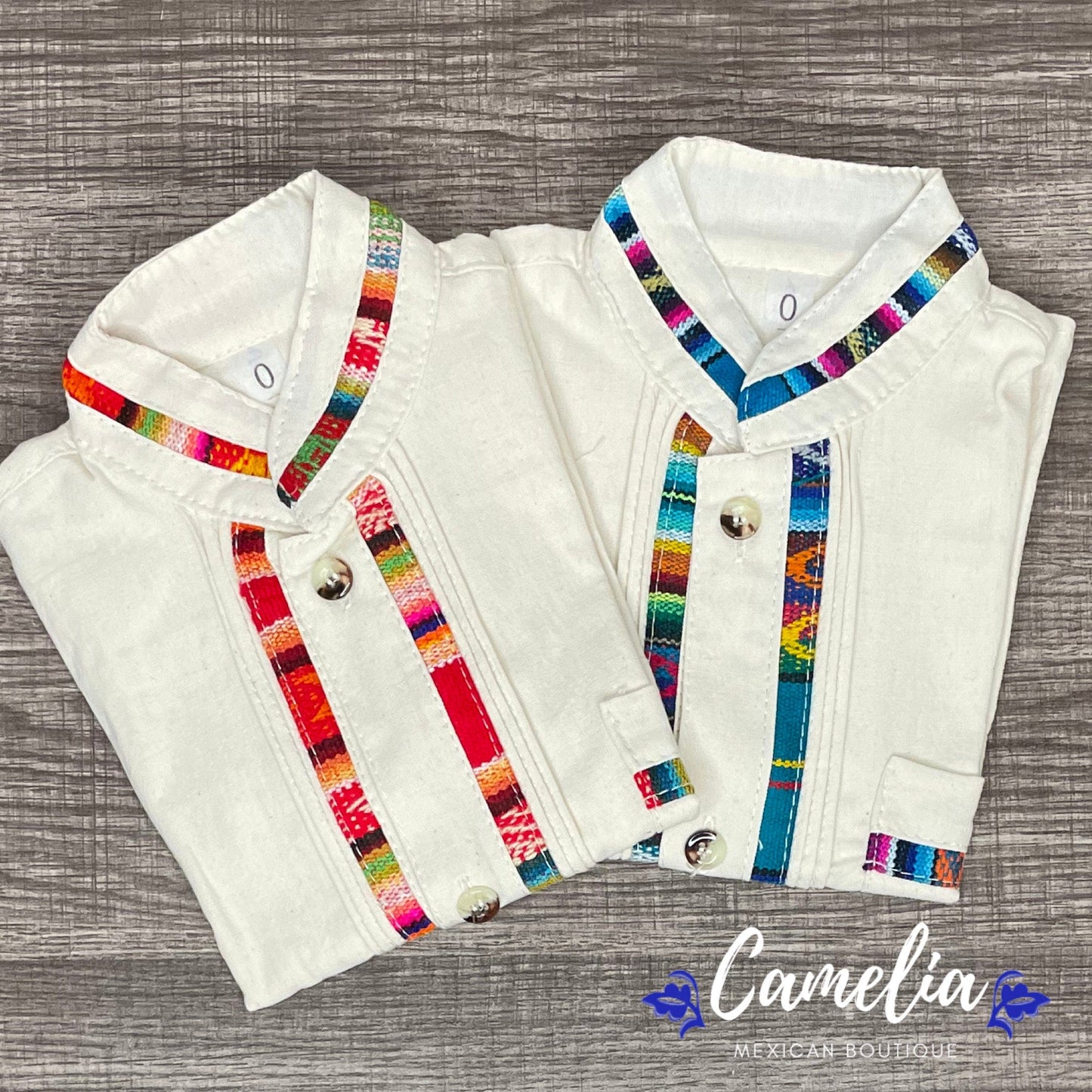 Boy's Guayabera Shirt Short Sleeve Sarape Trim