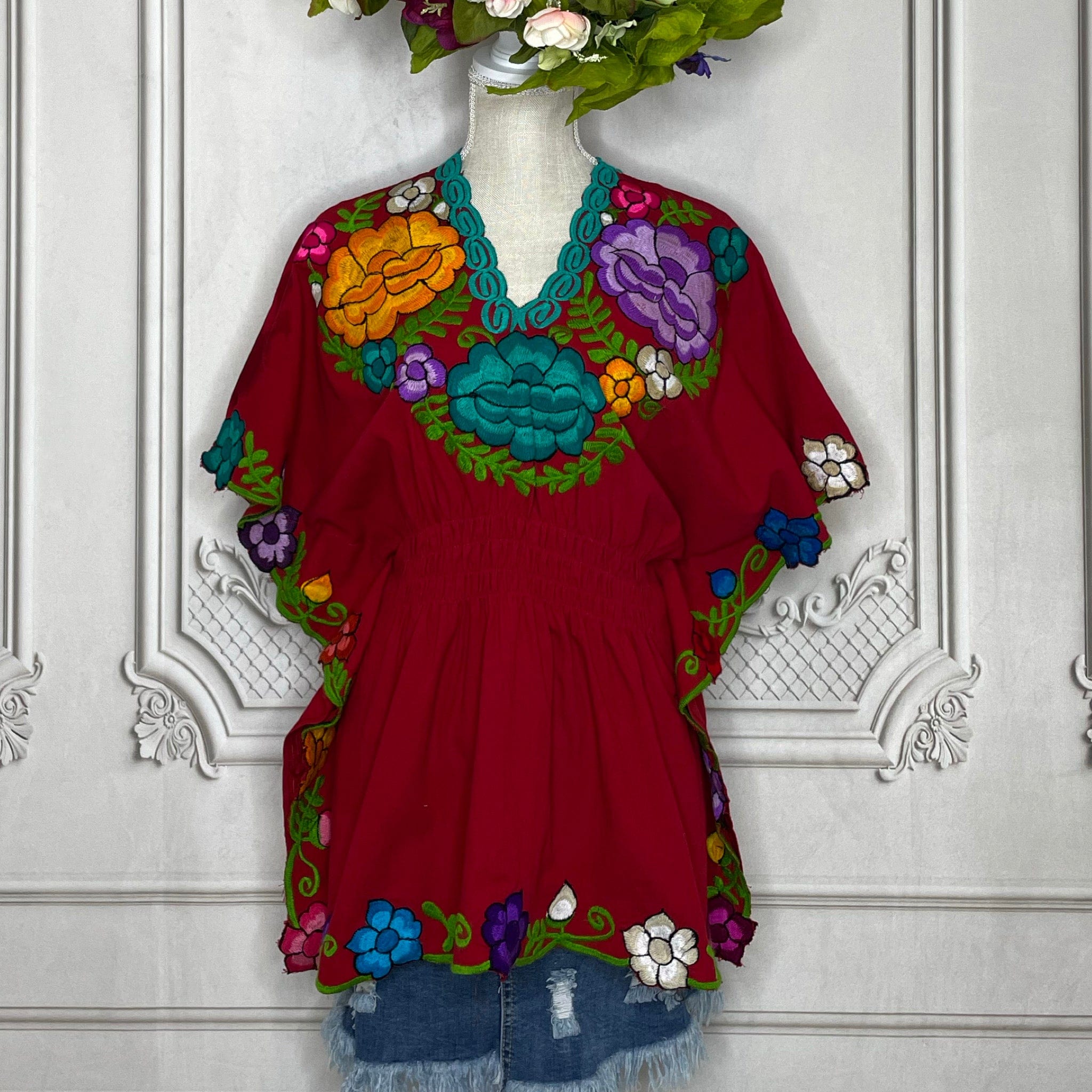 Butterfly Sleeve Peplum Blouse - Zinnia