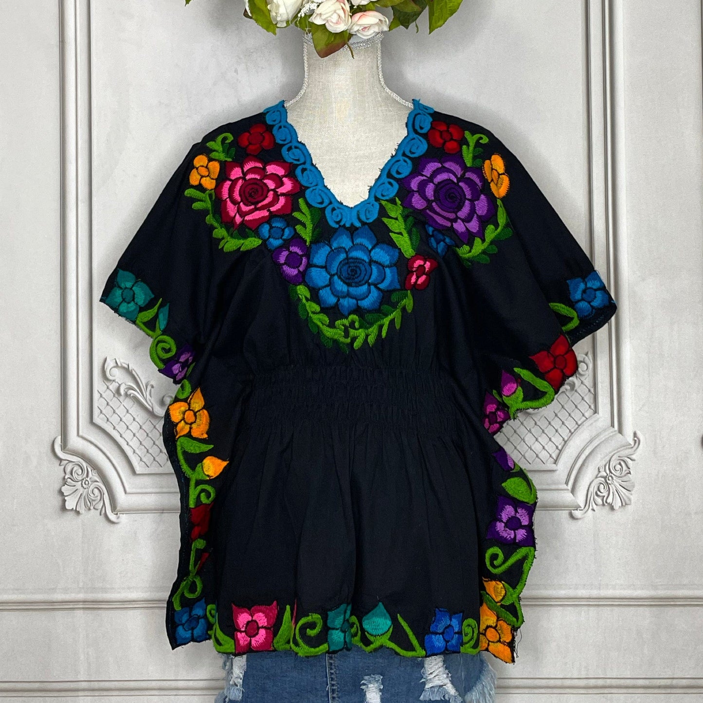 Butterfly Sleeve Peplum Blouse - Zinnia