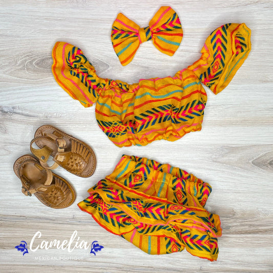 Cambaya Mexican Baby Crop Top Bloomer Set - Rumbera