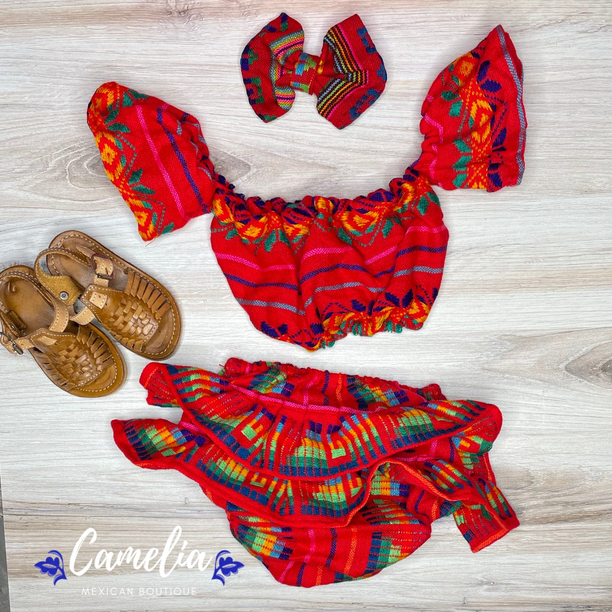 Cambaya Mexican Baby Crop Top Bloomer Set - Rumbera