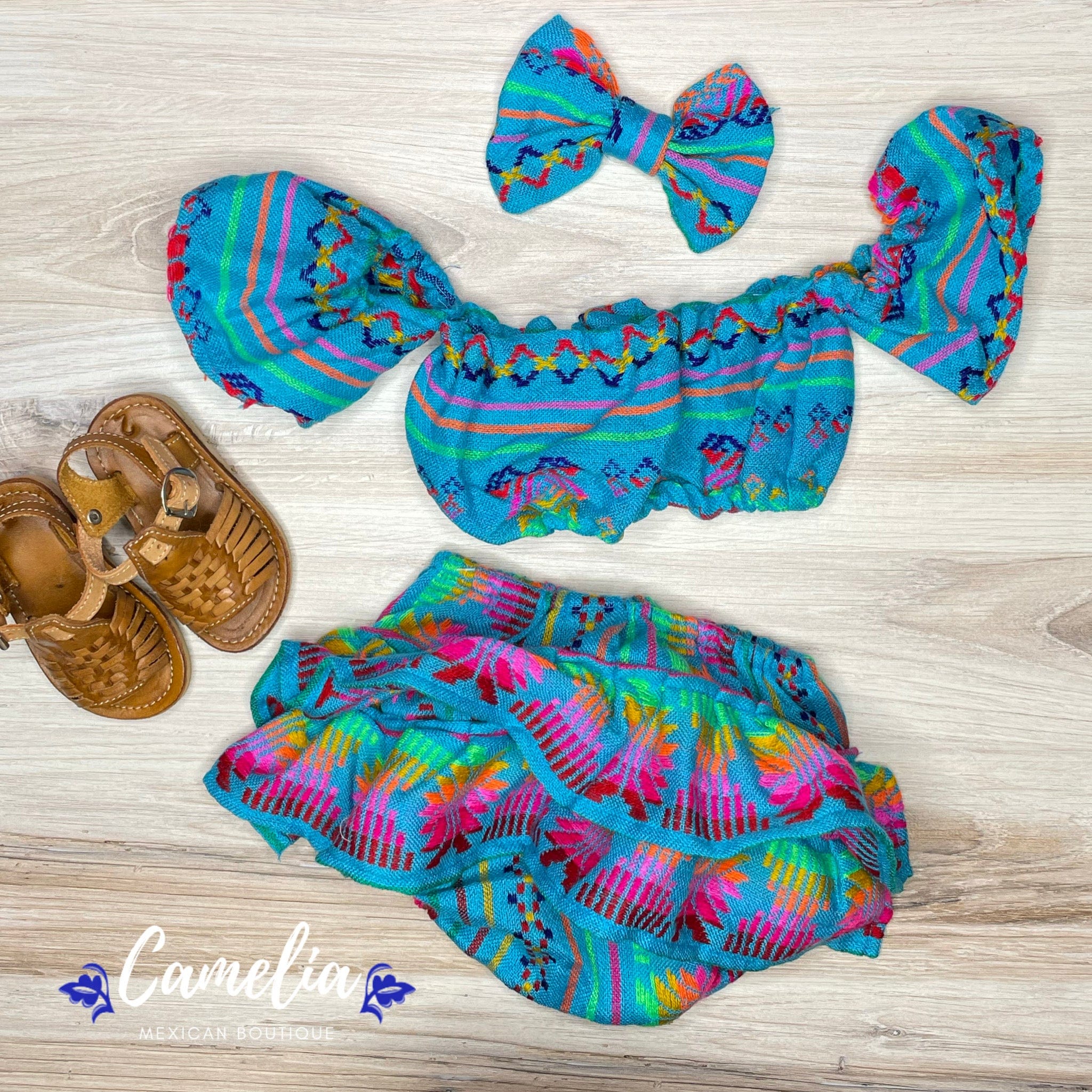 Cambaya Mexican Baby Crop Top Bloomer Set - Rumbera