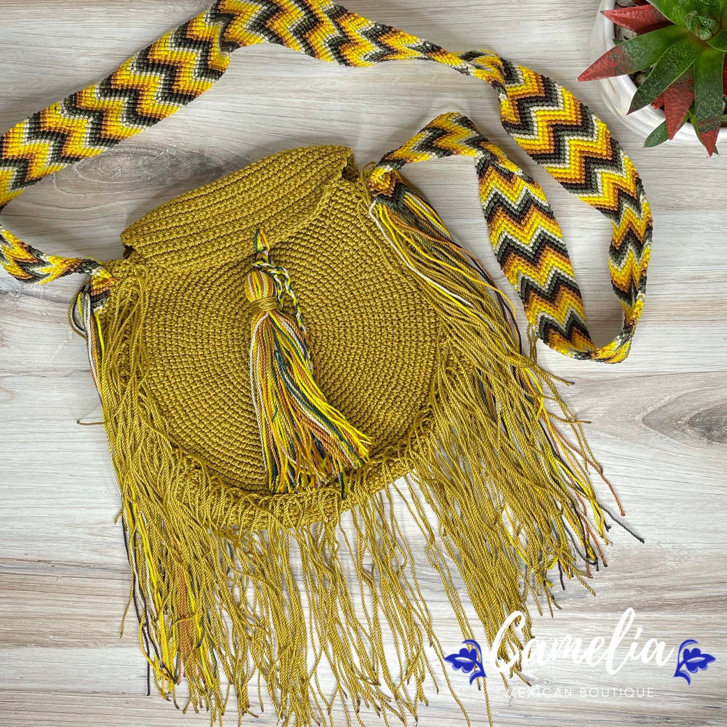 Crocheted Columbian Wayuu Round Boho Tote