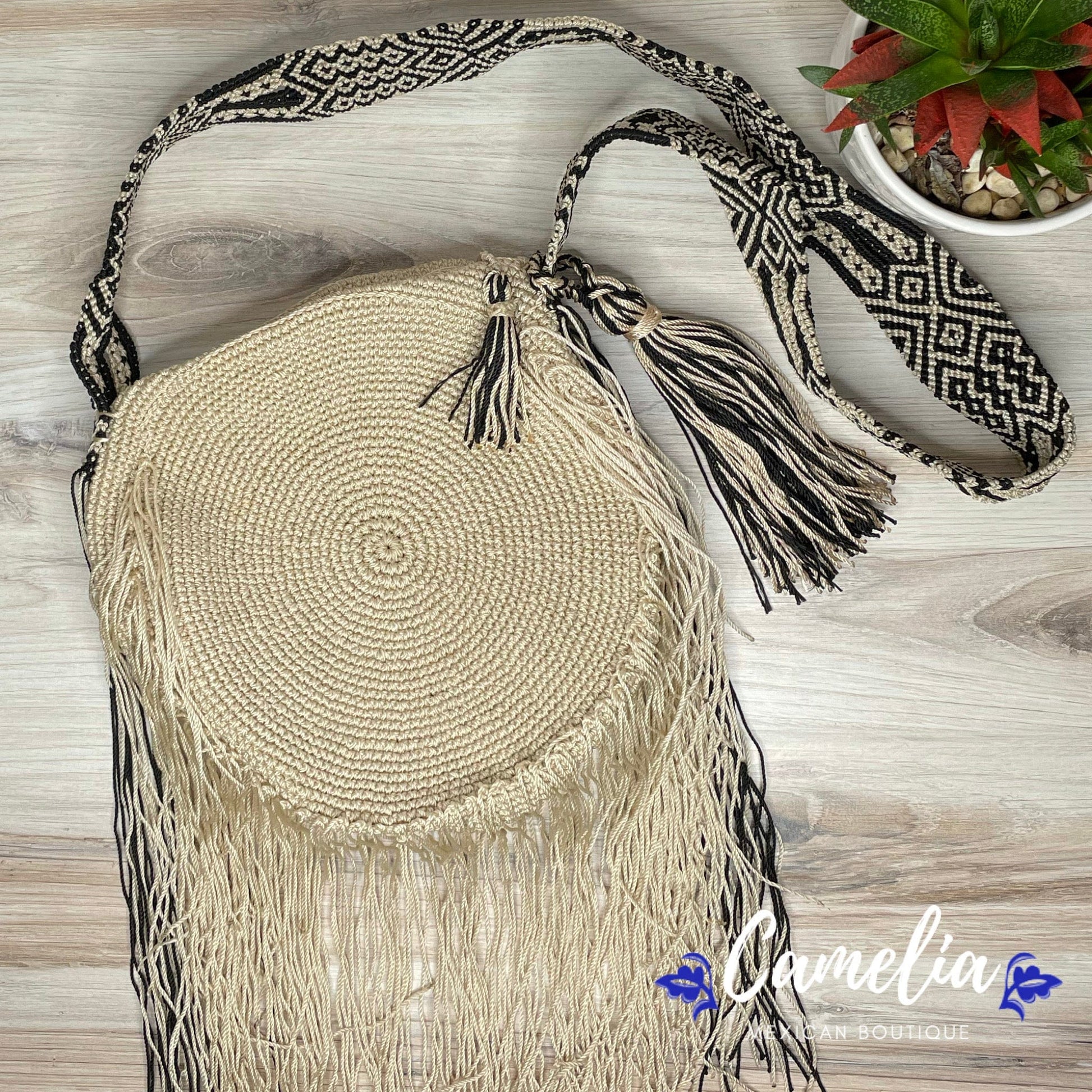 Crocheted Columbian Wayuu Round Boho Tote