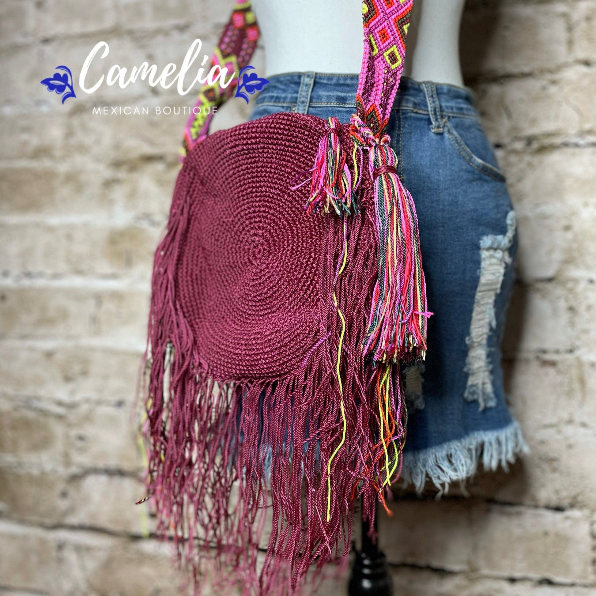 Crocheted Columbian Wayuu Round Boho Tote