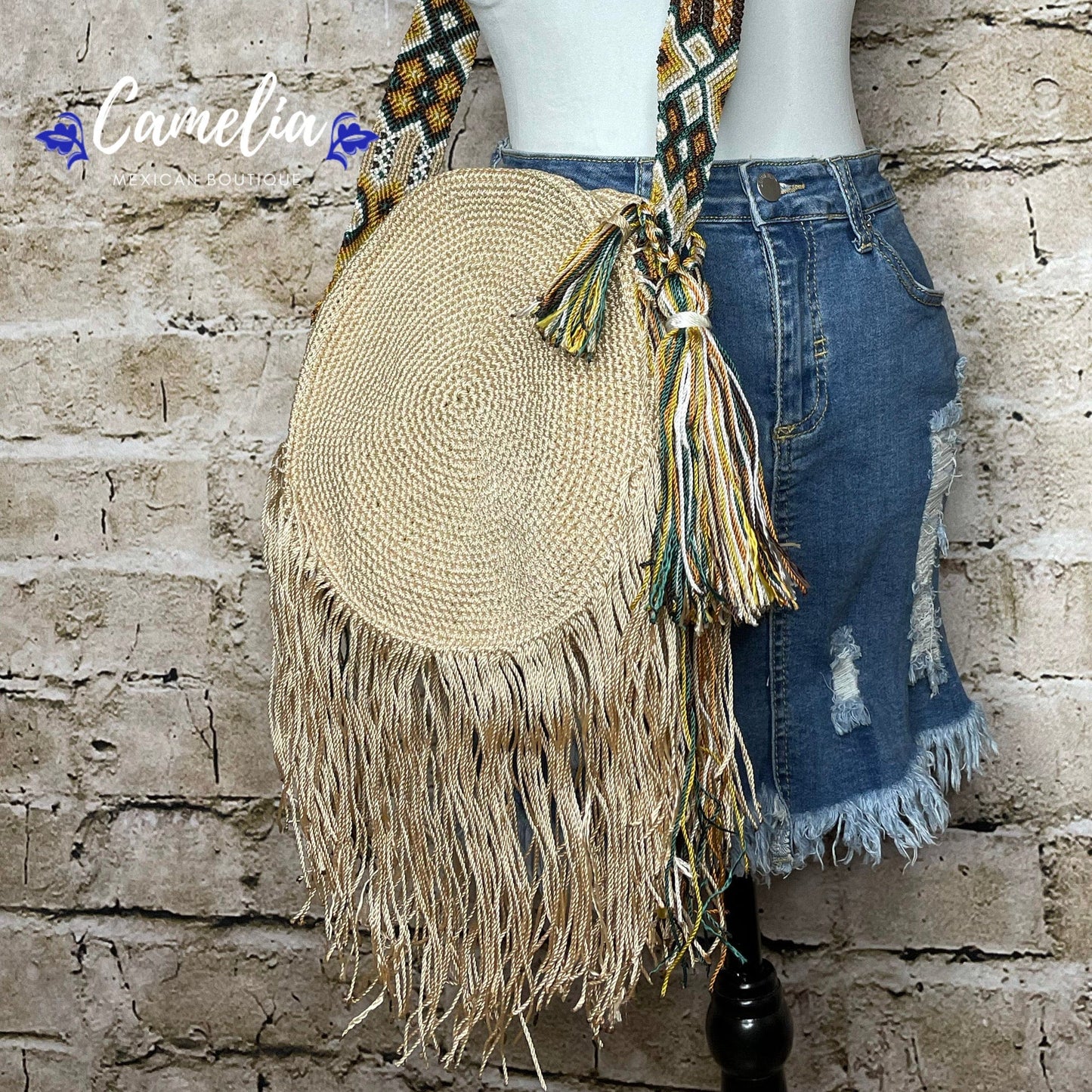 Crocheted Columbian Wayuu Round Boho Tote