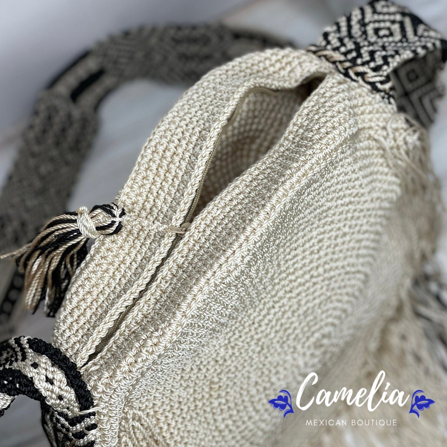 Crocheted Columbian Wayuu Round Boho Tote