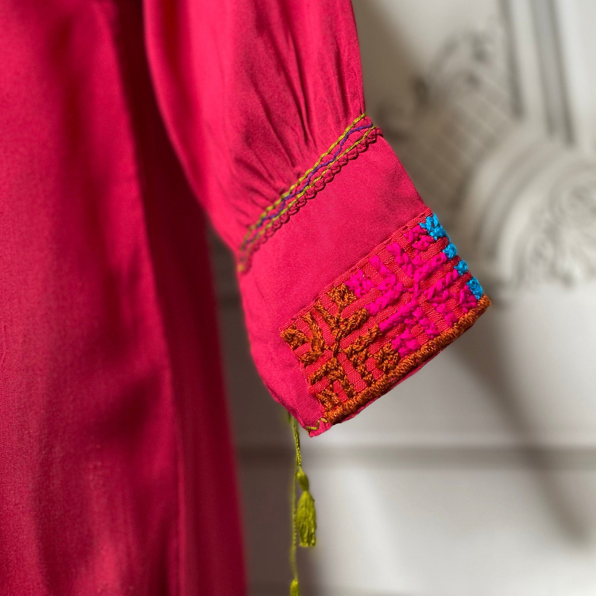 Cross Stitch 3/4 Sleeve Midi Dress