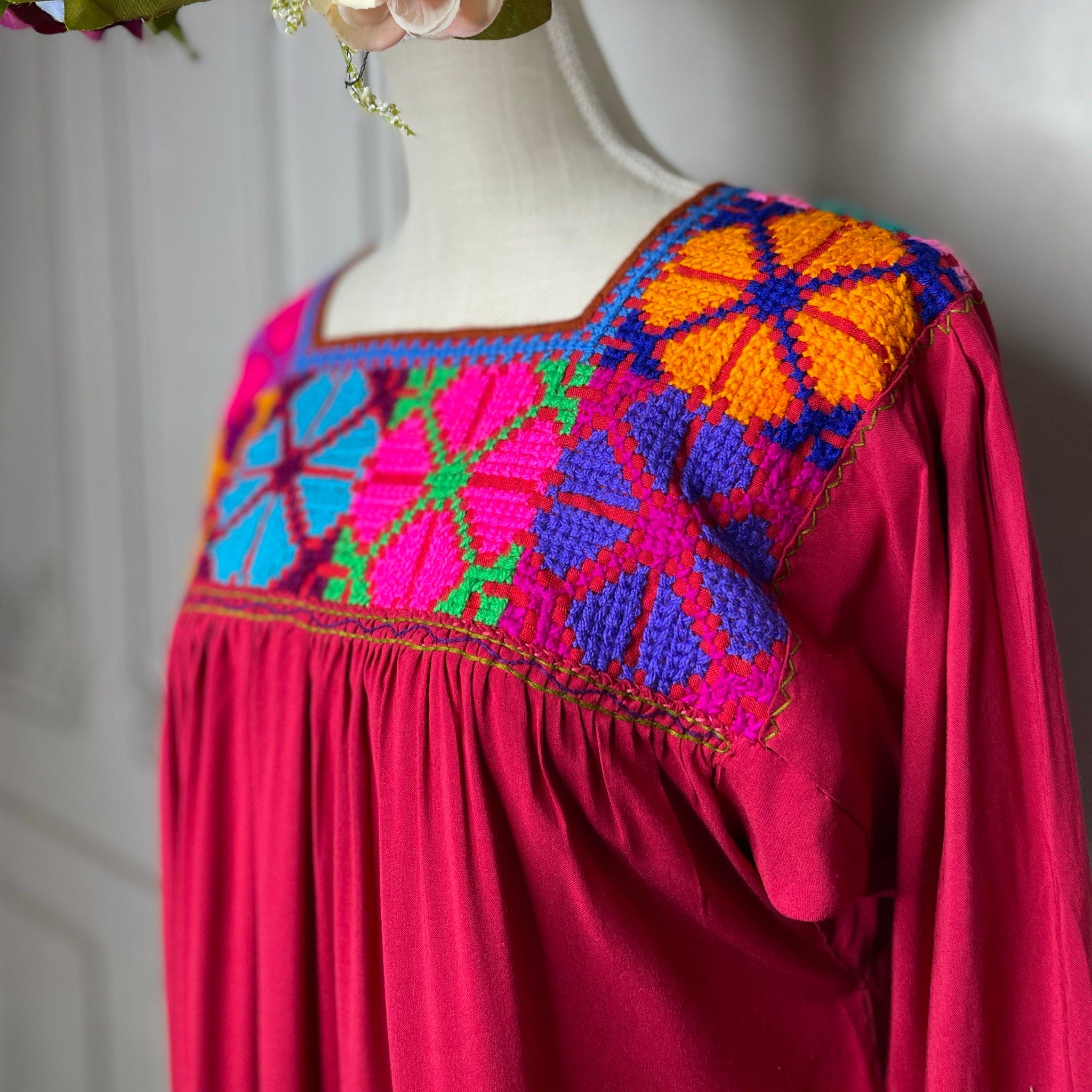 Cross Stitch 3/4 Sleeve Midi Dress